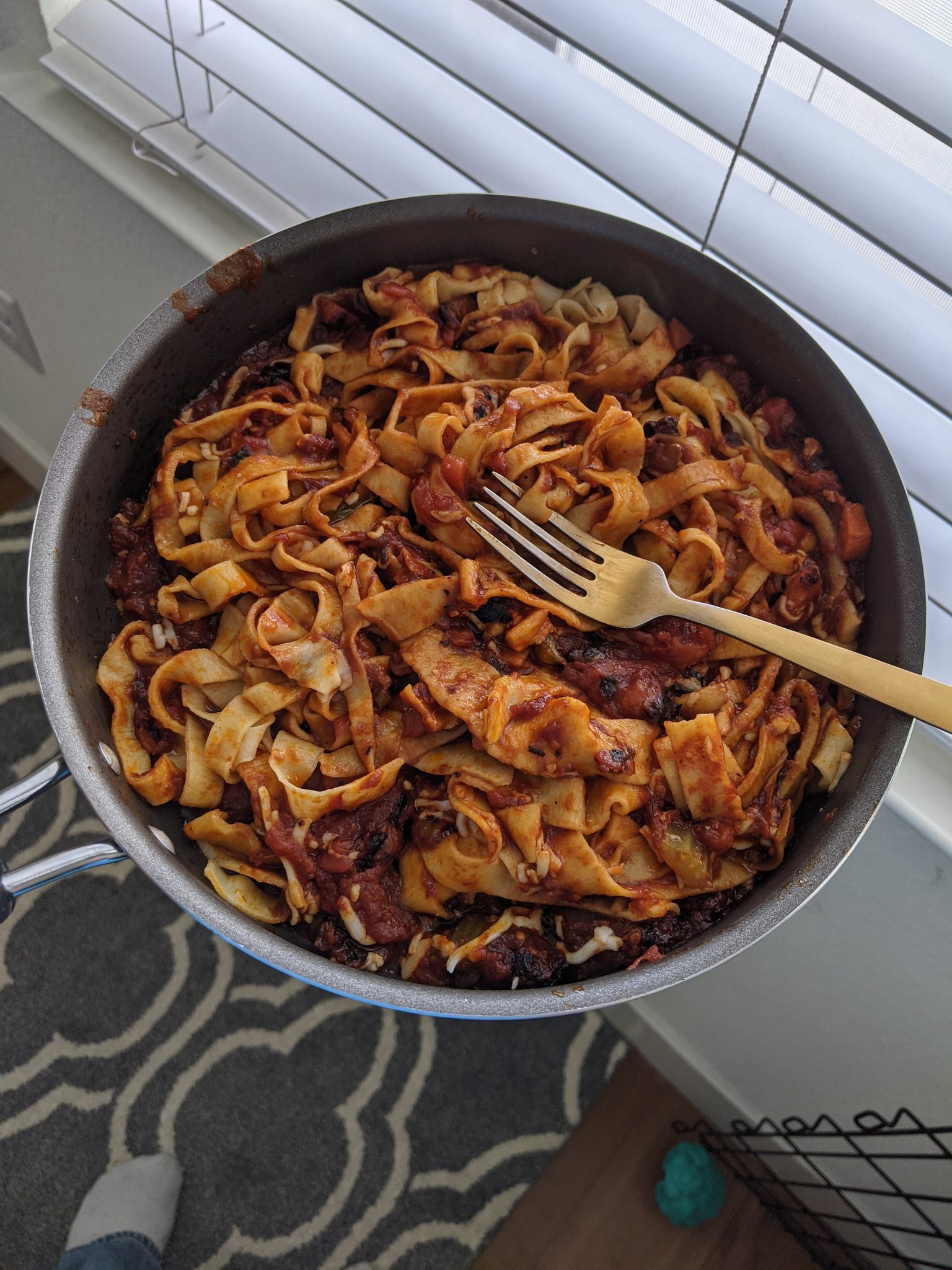 My own fettuccine with tomato sauce